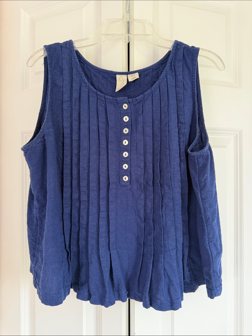 Joie Blue Pintuck Button-Front Sleeveless Tank